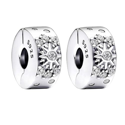 Annmors S925 Clip Spacer Safety Chain Stopper Charms for Pandora, Gift Mom Daughter Friend Sister Wife Grandma Girlfriend Fmaily On Christmas Mothers Valentines Halloween Graduation - color: B15-2pcs Sun Clip Charms