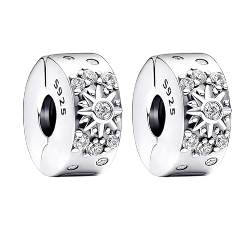 Annmors S925 Clip Spacer Safety Chain Stopper Charms for Pandora, Gift Mom Daughter Friend Sister Wife Grandma Girlfriend Fmaily On Christmas Mothers Valentines Halloween Graduation - color: B15-2pcs Sun Clip Charms