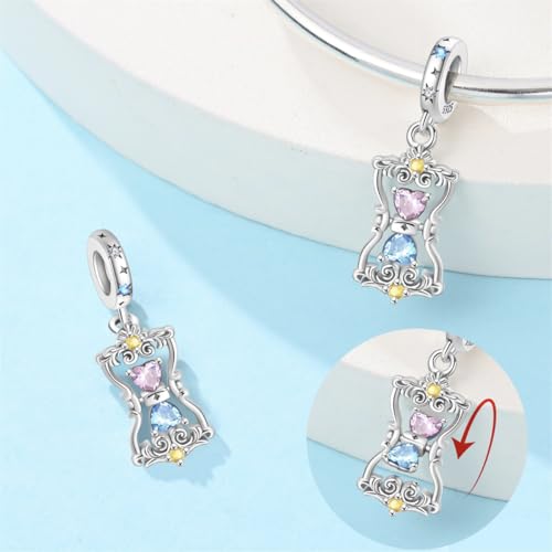 925 Sterling Silver Charms for Bracelets Necklaces Dangle Pendant With 5A Cubic Zirconias Bead Charm for Women DIY Jewelry - style: Hourglass Bead Pendant
