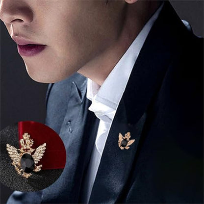 4PCS Gem Brooch Lapel Pin Chain for Men Retro Crystal Tassel Chain Brooch Pin Career Suit Tuxedo of Shirts Tie Hat Scarf Father's Day Gift - color: 2 PCS Black