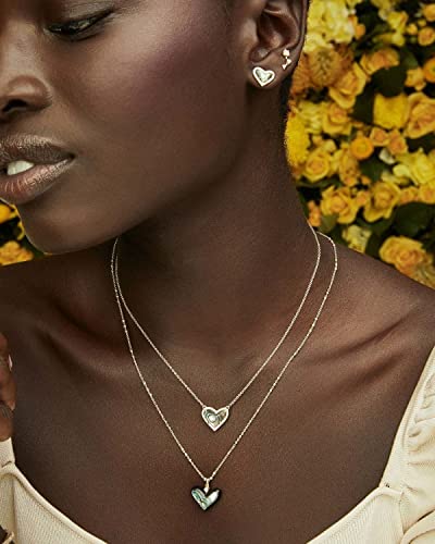 Kendra Scott Ari Heart Adjustable Length Pendant Necklace for Women, Fashion Jewelry - color: GOLD - NEON PINK