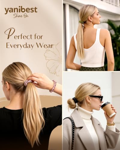 Yanibest 8 Pcs Satin Hair Ties - Thin Hair Scrunchies for Women & Girls | Silk Feeling Soft Hair Ties No Damage Frizz Free, Ponytail Holders Gentle on Hair for Fine to Medium Hair - color: Polka Dot