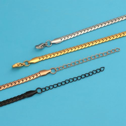 Black Chain Bracelet for Women Men Stainless Steel Cuban Link Bracelet Trendy Dainty Stackable Snake Chain Gift for Birthdays Anniversaries Father's Day Christmas - color: Black
