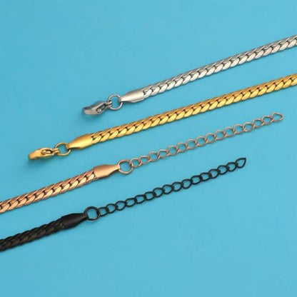 Gold Chain Bracelet for Women Men Stainless Steel Cuban Link Bracelet Trendy Dainty Stackable Snake Chain Gift for Birthdays Anniversaries Father's Day Christmas - color: Gold