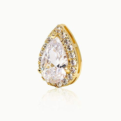 SWEETV Teardrop Bridal Wedding Earrings for Brides, Women | Elegant Pear shaped Cubic Zirconia Stud Earrings, Teardrop Bridal Jewelry, for Prom, Bridesmaid Gifts and Formal Wear - color: Gold