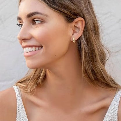 DAILY VIBES Dainty Small Star Huggie Hoop Earrings for Women Trendy | 925 Sterling Silver Post, 14K Gold or Silver Plated, Mini Cubic Zirconia, Cartilage Hoop Earrings - color: Gold Mini Star
