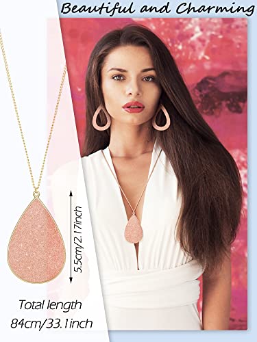 Hicarer 4 Pcs Jewelry Sets for Women Glitter Necklace and Earring Set Multi Layer Bracelet Costume Jewelry Sets for Bridal Shower Wedding - color: Rose Gold