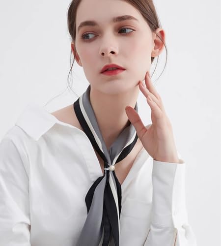 Shell Pearl Ball Silk Scarf Ring Brooch for Women Dainty Circle Layer Shawl Scarves Buckle Wrap Clasp Clip Rings Size 7 Brooches Fashion Dress Accessories Wedding Holiday Jewelry