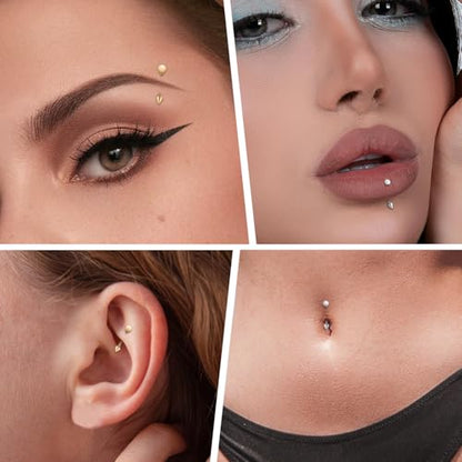 G23 Titanium Eyebrow Piercing Jewelry Eyebrow Rings Curved Barbell 16G Eyebrow Belly Button Ring Navel Rings Rook Daith Earrings Lip Ring Eyebrow Jewelry 6mm-12mm - color: 2PCS,Disc Bottom+Arrow Shape,Gold