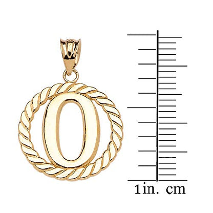 Polished 10k Yellow Gold Personalized Initial "A-Z" Roped Circle Charm Pendant - style: O