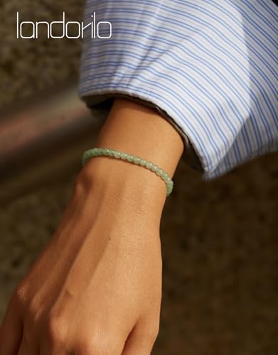 Natural Stone Beaded Bracelets for Men Women, 4mm 6mm 8mm | Healing Crystal, Protection Gemstone, Gift Packaging with Energy Card, Stretch Jewelry, Replacement Beads Included, 18 Stone - color: Green Aventurine(Wealth & Success), size: 4mm