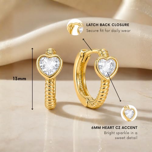 Gempires Huggie Hoop Earrings for Women | Cubic Zirconia Fashion Earrings Collection | Gold, Silver & Rose Gold Tone Styles | Lightweight Everyday Jewelry - color: clear / White