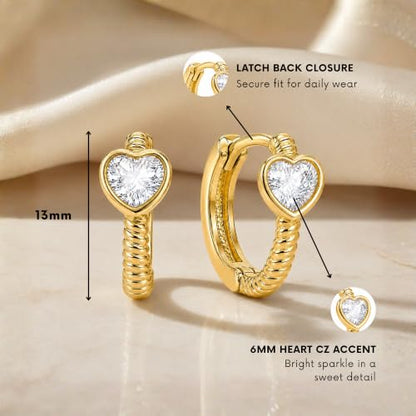 Gempires Huggie Hoop Earrings for Women | Cubic Zirconia Fashion Earrings Collection | Gold, Silver & Rose Gold Tone Styles | Lightweight Everyday Jewelry - color: clear / White
