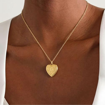 Gold Initial Heart Letter Pendant Necklace Jewelry for Women | 14K Gold Plated Fashion Waterproof Statement Cute Necklaces Dainty Personalized Name Friendship Couple Gifts for Women - color: Initial S