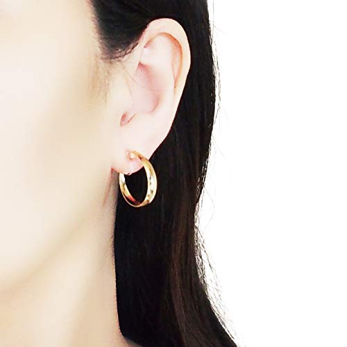 Women's Twisted Invisible Hoop Clip On Earrings Gold Silver Textured Comfortable Non Pierced Earrings - color: Hoop2 Gold
