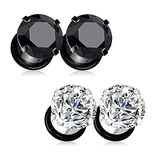 YOFANST 6pcs-12pcs Stainless Steel Clear Black Zircon Ear Tunnels Clear CZ Ear Stretcher Expander Piercing Diamond Gauge Plugs Set 8g-5/8 inch - color: 4pcs, 00g(10mm)