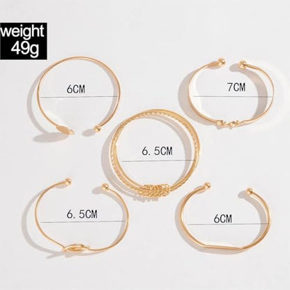 Gold Bangle Bracelets for Women, 14k Gold Plated Multi Layer Textured Stackable Open Bracelet Set Boho Indian Bangles Stackable Set Trendy Elegance Charms Non Tarnish Minimalist Bangle Pack - style: Gold 5Pcs