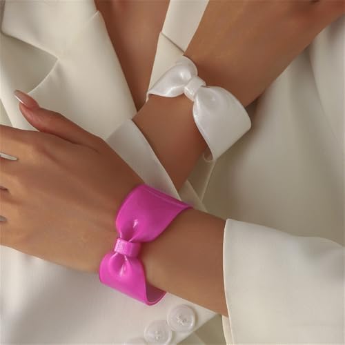 Chunky Acrylic Bow Open Cuff Bracelet for Women Colorful Resin Geometric Bowknot Bangle Bracelet Jewelry - color: Green