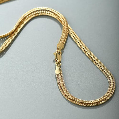 Gold Chain for Women & Men,14K Gold Chain Necklace for Men &Women Woven Chains for Womens Simple Layered Herringbone Choker Chains Necklaces 4MM 18” 20” 22” 24” - size: 24inchs