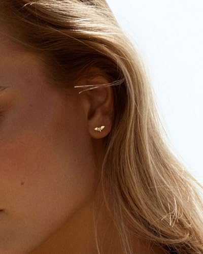 Stud Earrings for Women- 14K Gold/White Gold Plated/Black Bow Dragon Softball Snake Bat Stud Earrings - color: bat