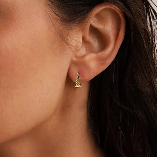 Shiny Gold Butterfly Earrings for Women | 14K Real Gold Plated Butterfly Earrings for Women, Dainty & Trendy Butterfly Stud Earrings for Fashion Jewelry Gifts - color: Rose
