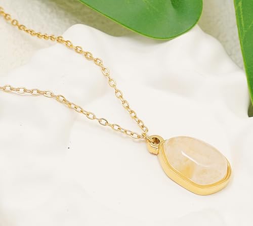 Stone Pendant Necklaces Gemstone Dangle Necklace 18K Gold Plated Teardrop Pendant Necklace for Women - color: White Gold