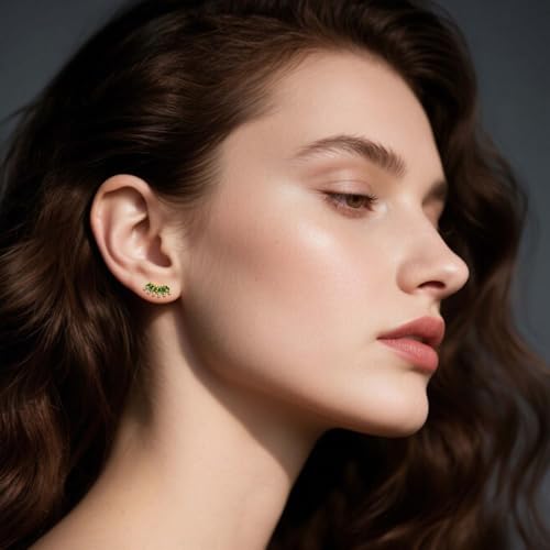 Curved CZ Crawler Ear Climber Cartilage Earrings Helix Conch Tragus Piercing Silver Stud Gold Colorful Cubic Zirconia Jewelry - color: Gold Green CZ