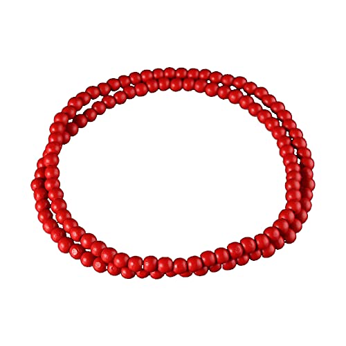 COLORFUL BLING 8MM Natural Wood Bead Necklace Africa Wooden Chain Statement Unisex Chunky Strand Necklaces Hip Hop Jewelry - color: red