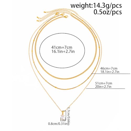 Layered Gold Necklaces for Women,18K Plated Gold Zirconia Necklace | Non Tarnish Trendy Jewelry Gift Cuban Chain Choker - color: color-1