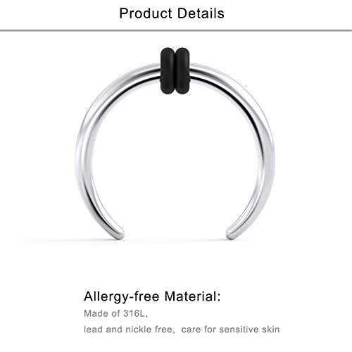 Lcolyoli 25Pcs Septum Piercing Jewelry 316L Surgical Steel 3/8"(10mm) U-Shaped Horseshoe Nose Hoop Ring Septum Piercing Hanger Retainer for Women Men 16g 14g - style: 16g-25pcs