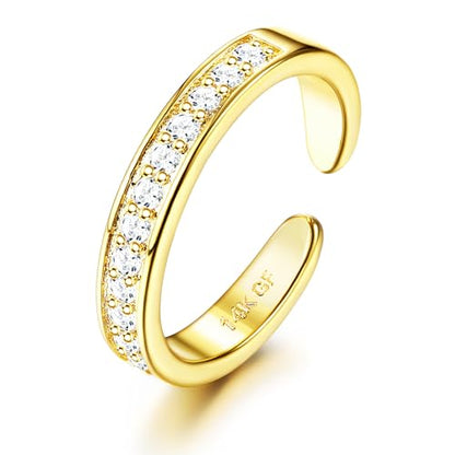 FASACCO 14k Gold Fillled Toe Rings for Women Non Tarnish, Dainty Hug CZ Band Toe Rings Gold Adjustable Open Toe Ring Summer Beach Foot Jewelry for Women - style: cz