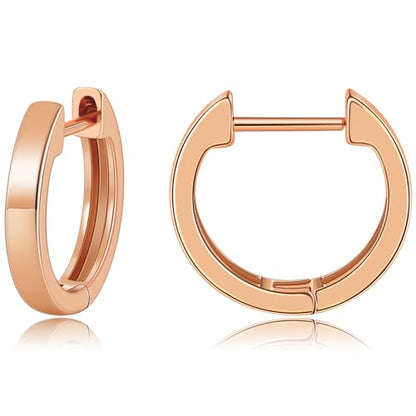 Gacimy Gold Huggie Earrings for Women, 14K Real Gold Plated, Small Hoop Earrings Cartilage Ear Cuff - color: Rose Gold, size: 15MM