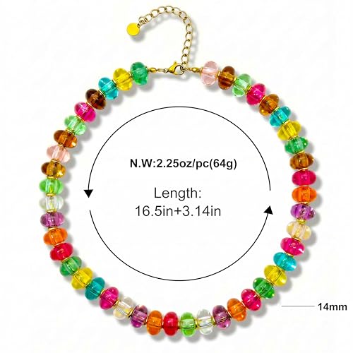 Chunky Beaded Necklace for Women, Colorful Trendy Statement Summer Jewelry Gift - color: necklace-26