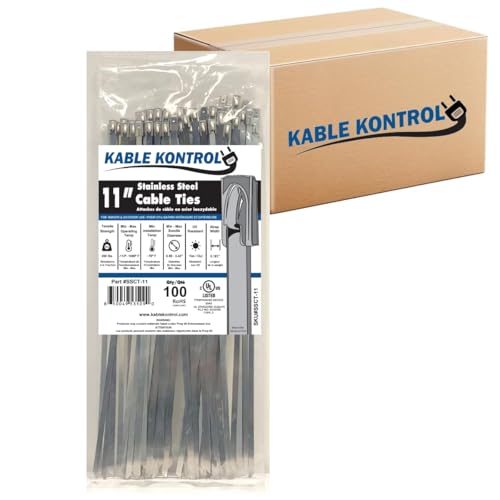 Kable Kontrol Stainless Steel Metal Zip Ties 11 Inch 3000 Pcs, 200 Lbs Test | Heavy Duty Steel Bulk Cable Ties, Self-locking, Multi-Purpose, Outdoor and Indoor Use, High Temperature, Corrosion Resistant - size: 11" - 200 Lbs - 3000 Pcs