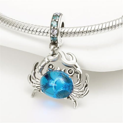 925 Silver Charm for Bracelets Animal Pet Insect Series Women Jewelry Gift - color: Blue crab