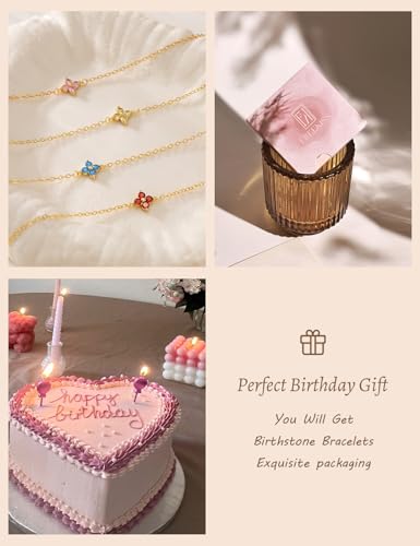 Freekiss Gold Stack Bracelets for Women | Dainty Thin Bracelet Set Trendy 14K Gold Plated Waterproof Bracelets for Women - style: 10 October Tourmaline - Hope