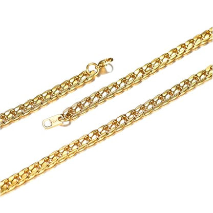 Necklace for Men Stainless Steel Statement Cuban Chain Necklace Gold/Silver/Black Plated 7mm Chain Hip Hop Jewelry 18/20/22/24/26/28/30 Inch - color: 7mm-Gold Cuban Chain, size: Length 26 Inch