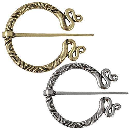 Vintage Viking Brooch Pin Lapel for Women Men Cloak Scarf Shawl Buckle Clasp Pin Brooches Penannular Brooch and Pin Sets Jewelry - color: 3