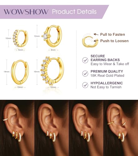 Gold Hoop Earrings for Women Chunky Hoops 14K Gold Plated Thick Hollow Tube Lightweight Earrings for Mother Birthday Gifts 20/25/30/40/50MM - color: Gold Hoop Earring Set