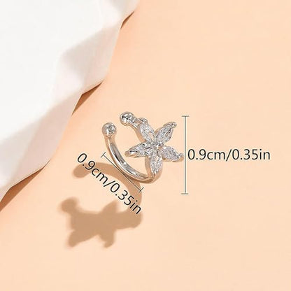 Ear Cuffs for Women Non Piercing Ear Cuff Earrings Non Pierced Cartilage Earrings Adults Christmas Stocking Stuffers Trendy Gifts 2025 - color: A0:1Pcs Silver Flower Ear Cuff