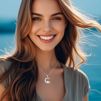 YAFEINI Moon Animal Necklace S925 Sterling Silver Owl/Fox/Red Panda/Possum/Snake/Dachshund Pendant Necklace Animal Jewelry Gifts for Women Mom Wife - style: Sheep