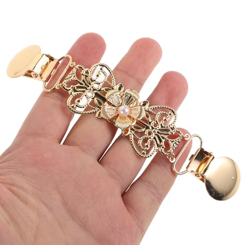LIFKOME 2 Pcs Retro Faux Pearl Sweater Clips Cardigan Brooch Pins Women’s Shawl Clips Clothing Cinch Pins for Dress and Scarf Decoration