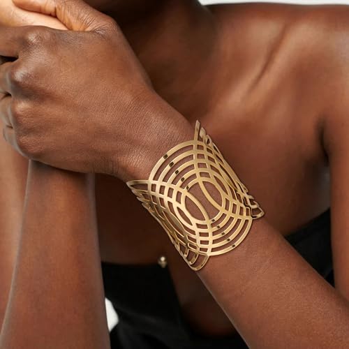 4Pcs Chunky Gold Cuff Bracelects for Women Gold Bangles Irregular Minimalist Statement Bangle Bracelets Set Open Wide Bangle Upper Arm Cuff Jewelry - color: Gold-D