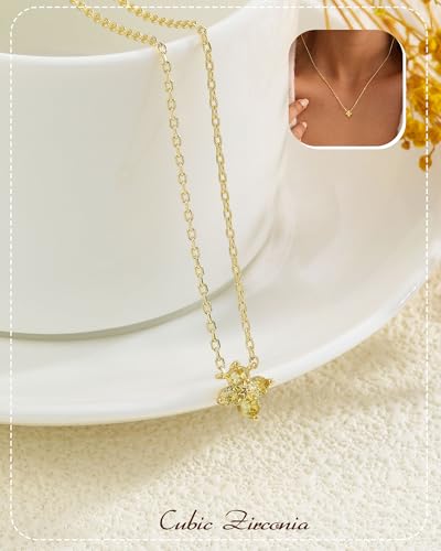 ZHESHY Birthstone Gold Necklaces for Women Dainty 14K Gold Plated Necklace | Simple Non Tarnish Diamond Cubic Zirconia Pendant Necklaces Women Gold Trendy Jewelry Bridesmaid Birthday Gifts - color: Yellow November
