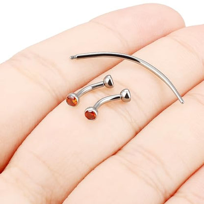 F136 Titanium 16g 6/8/10mm Eyebrow/Rook/Snug/Vertical-Labret/VCH/Snake-Eyes/Anti-Tragus/Christina/Daith/Belly-Button/Bridge/Hood/Surface Curved Barbell Piercing Jewelry for Women Men - color: Red, size: 6 mm (1/4 in)