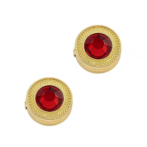 Mens Button Covers Tuxedo Shirt Cufflinks Alternative | Fake cufflinks and alternative fashion jewelry accessories for mens formal business dress shirts suits and groomsmen - color: H Golden red