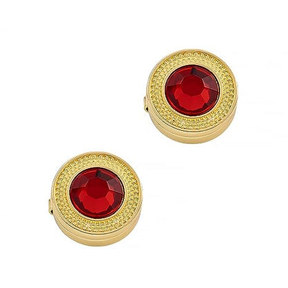 Mens Button Covers Tuxedo Shirt Cufflinks Alternative | Fake cufflinks and alternative fashion jewelry accessories for mens formal business dress shirts suits and groomsmen - color: H Golden red