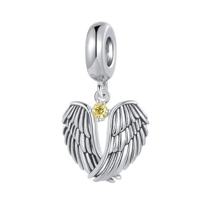 LSxAB Guardian Angle Wings Jan-Dec Birthstone Charm Compatible with Pandora Charms Bracelets for Women Charm - style: 11 Yellow