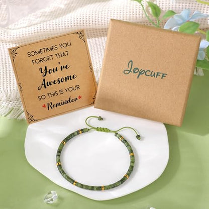 JoycuFF Gifts for Women Inspirational Gifts for Teen Healing Natural Stone Bracelets for Women Friends Sister - style: You're awesome-Jade Nephrite