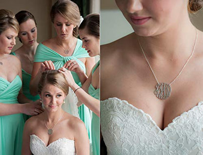 JOELLE Monogram Necklace Sterling Silver Custom Any Initial Name Necklace for Women - color: 18K Rose Gold Plated Silver
